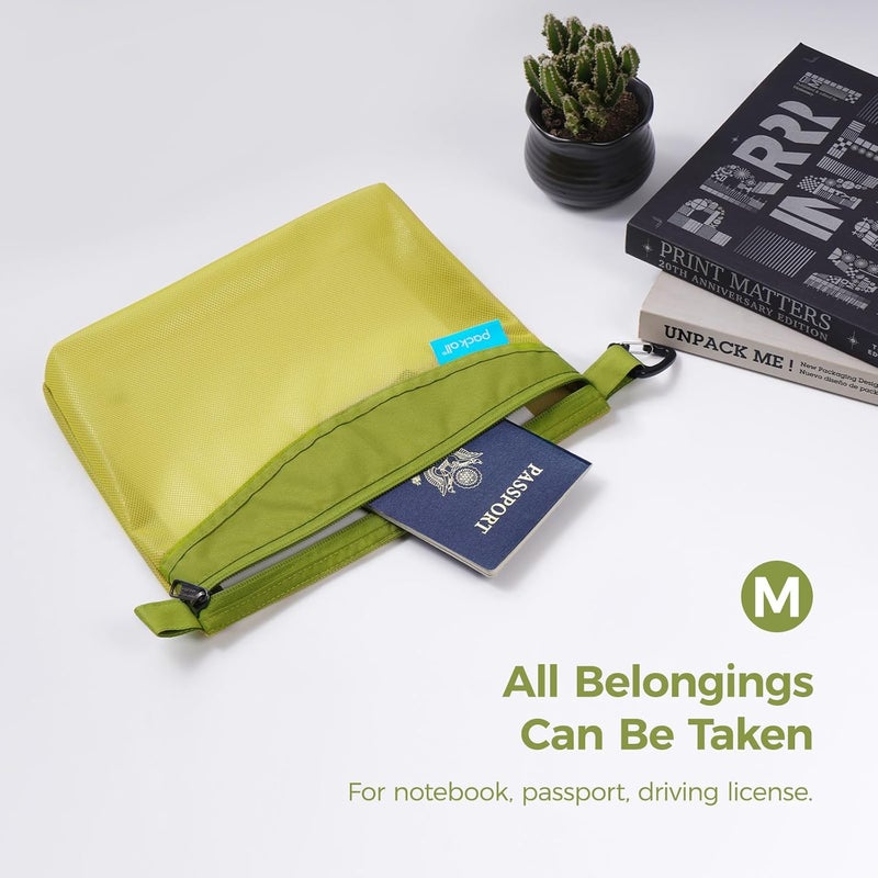 pack all Water-resistant Material Zipper Pouch, Mesh Zipper Bag for Storage, Travel, Office (Medium, Green) - Image 3